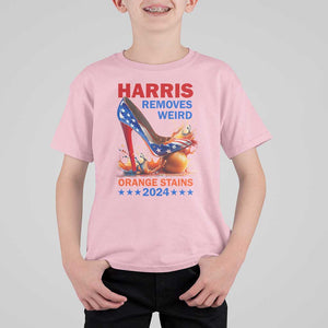 Kamala Supporter T Shirt For Kid Harris Removes Weird Orange Stains 2024 High Heels American Flag TS11 Light Pink Print Your Wear