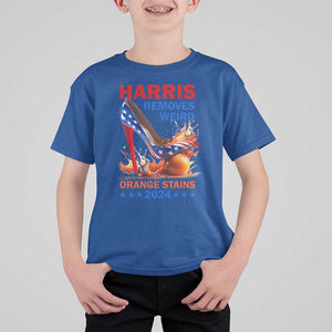 Kamala Supporter T Shirt For Kid Harris Removes Weird Orange Stains 2024 High Heels American Flag TS11 Royal Blue Print Your Wear