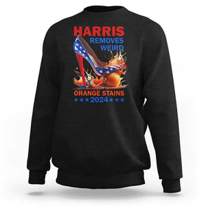 Kamala Supporter Sweatshirt Harris Removes Weird Orange Stains 2024 High Heels American Flag TS11 Black Print Your Wear