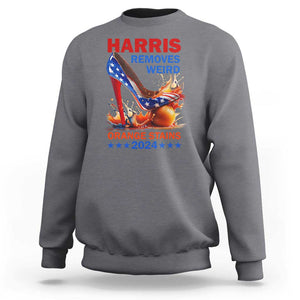 Kamala Supporter Sweatshirt Harris Removes Weird Orange Stains 2024 High Heels American Flag TS11 Charcoal Print Your Wear