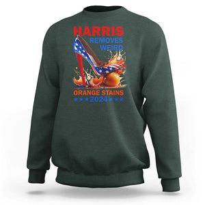 Kamala Supporter Sweatshirt Harris Removes Weird Orange Stains 2024 High Heels American Flag TS11 Dark Forest Green Print Your Wear