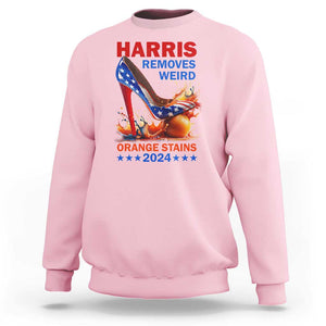 Kamala Supporter Sweatshirt Harris Removes Weird Orange Stains 2024 High Heels American Flag TS11 Light Pink Print Your Wear