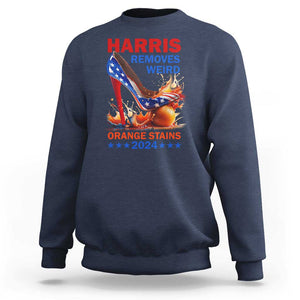 Kamala Supporter Sweatshirt Harris Removes Weird Orange Stains 2024 High Heels American Flag TS11 Navy Print Your Wear