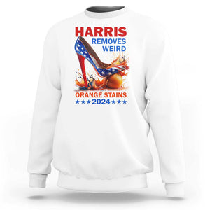 Kamala Supporter Sweatshirt Harris Removes Weird Orange Stains 2024 High Heels American Flag TS11 White Print Your Wear