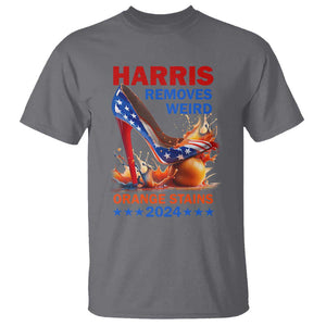 Kamala Supporter T Shirt Harris Removes Weird Orange Stains 2024 High Heels American Flag TS11 Charcoal Print Your Wear