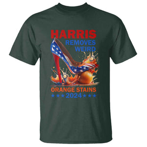 Kamala Supporter T Shirt Harris Removes Weird Orange Stains 2024 High Heels American Flag TS11 Dark Forest Green Print Your Wear