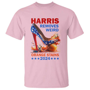 Kamala Supporter T Shirt Harris Removes Weird Orange Stains 2024 High Heels American Flag TS11 Light Pink Print Your Wear