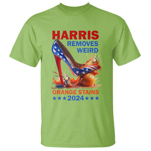 Kamala Supporter T Shirt Harris Removes Weird Orange Stains 2024 High Heels American Flag TS11 Lime Print Your Wear