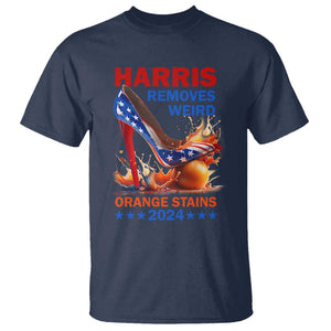 Kamala Supporter T Shirt Harris Removes Weird Orange Stains 2024 High Heels American Flag TS11 Navy Print Your Wear