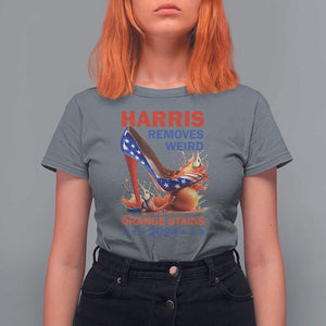 Kamala Supporter T Shirt For Women Harris Removes Weird Orange Stains 2024 High Heels American Flag TS11 Charcoal Print Your Wear