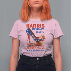 Kamala Supporter T Shirt For Women Harris Removes Weird Orange Stains 2024 High Heels American Flag TS11 Light Pink Print Your Wear