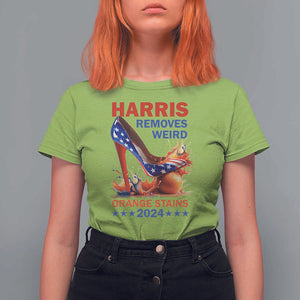 Kamala Supporter T Shirt For Women Harris Removes Weird Orange Stains 2024 High Heels American Flag TS11 Lime Print Your Wear