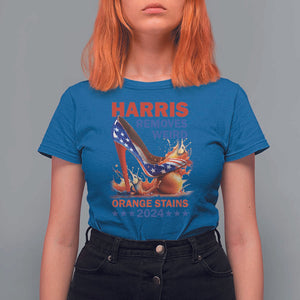 Kamala Supporter T Shirt For Women Harris Removes Weird Orange Stains 2024 High Heels American Flag TS11 Royal Blue Print Your Wear