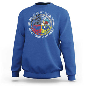 Native Americans Sweatshirt Nature Is My Religion And The Earth Is My Church Tree Peyote TS11 Royal Blue Print Your Wear