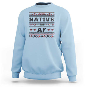 Native American Indian Sweatshirt Native AF Vintage Beadwork Indigenous Pride TS11 Light Blue Print Your Wear