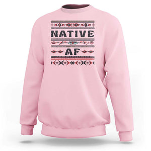 Native American Indian Sweatshirt Native AF Vintage Beadwork Indigenous Pride TS11 Light Pink Print Your Wear