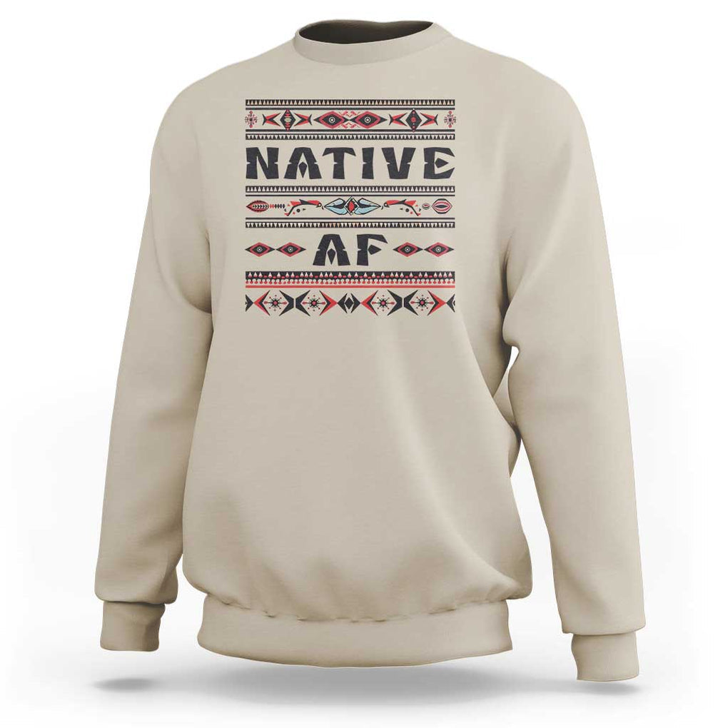 Native American Indian Sweatshirt Native AF Vintage Beadwork Indigenous Pride TS11 Sand Print Your Wear
