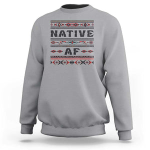 Native American Indian Sweatshirt Native AF Vintage Beadwork Indigenous Pride TS11 Sport Gray Print Your Wear