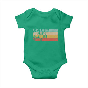 Afro Latina Baby Onesie Educated Powerful Proud Hispanic Heritage Month TS11 Irish Green Print Your Wear