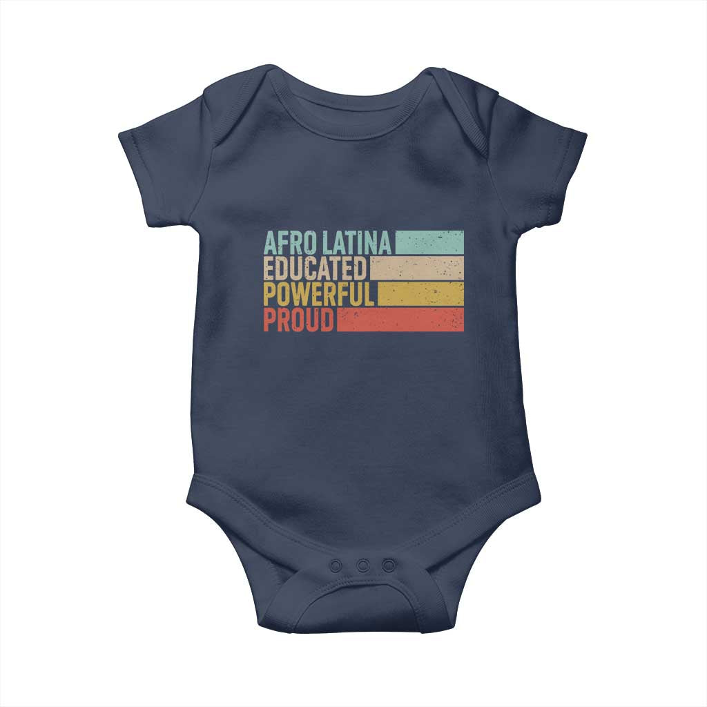 Afro Latina Baby Onesie Educated Powerful Proud Hispanic Heritage Month TS11 Navy Print Your Wear