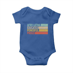 Afro Latina Baby Onesie Educated Powerful Proud Hispanic Heritage Month TS11 Royal Blue Print Your Wear