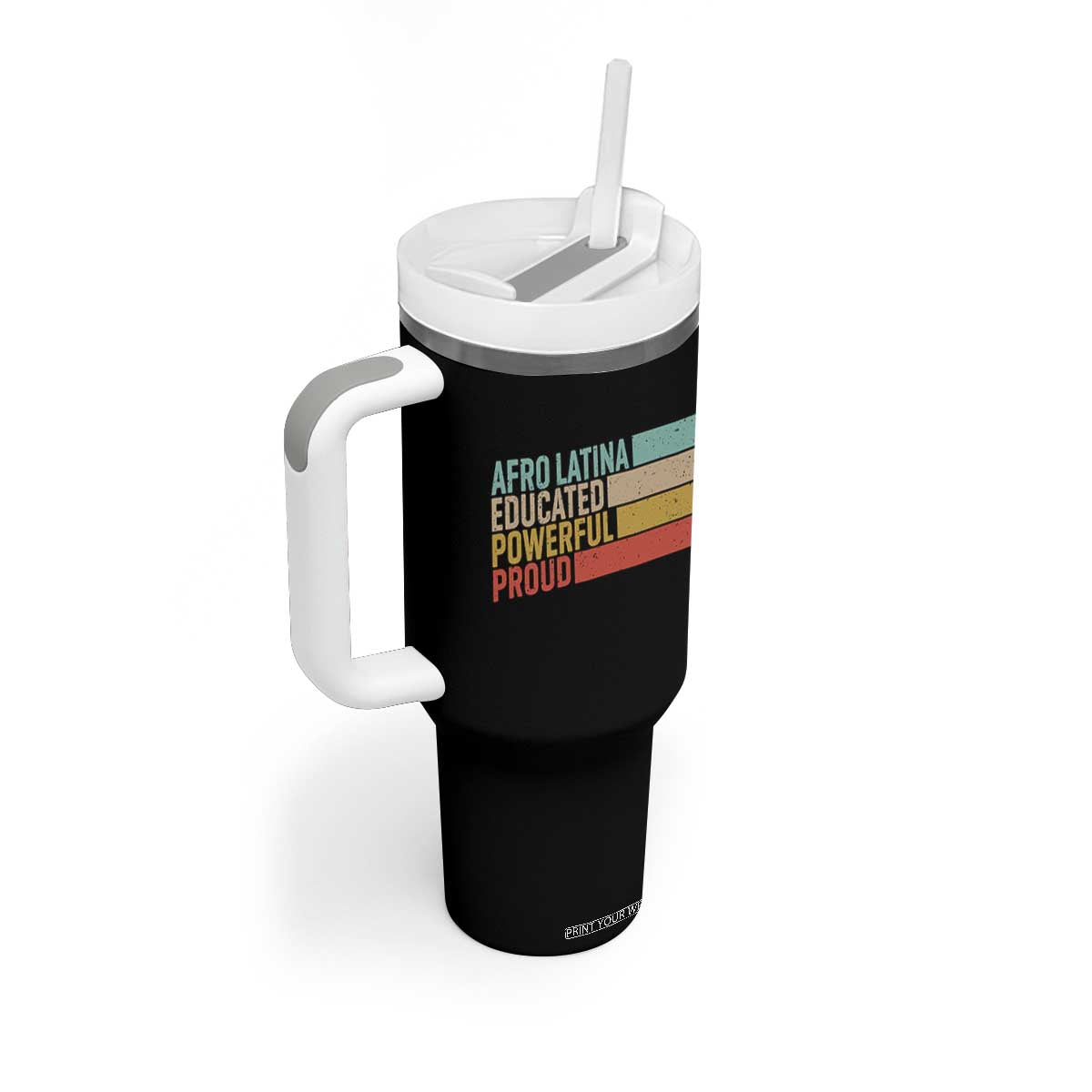 Afro Latina Tumbler With Handle Educated Powerful Proud Hispanic Heritage Month TS11 Print Your Wear