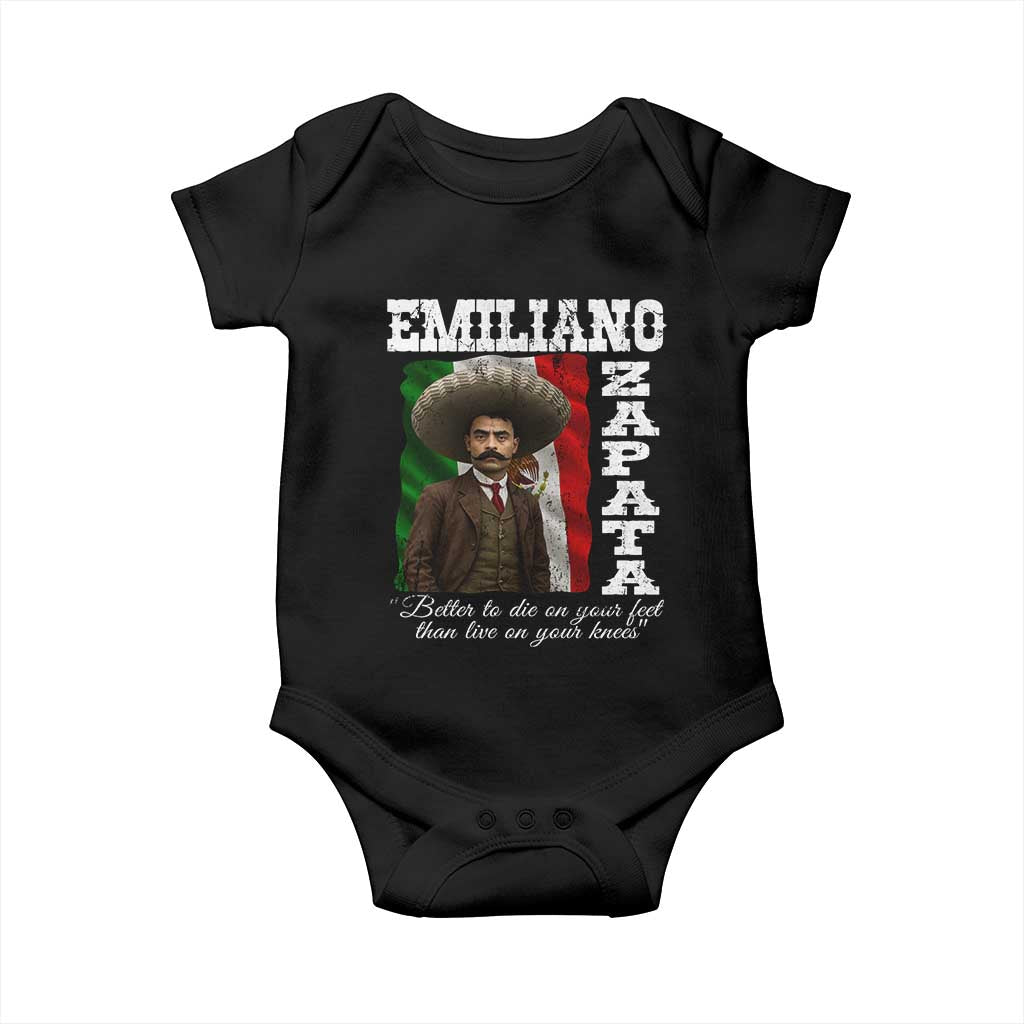 Emiliano Zapata Baby Onesie Better To Die On Your Feet Than Live On Your Knees Mexican Revolution TS11 Black Print Your Wear