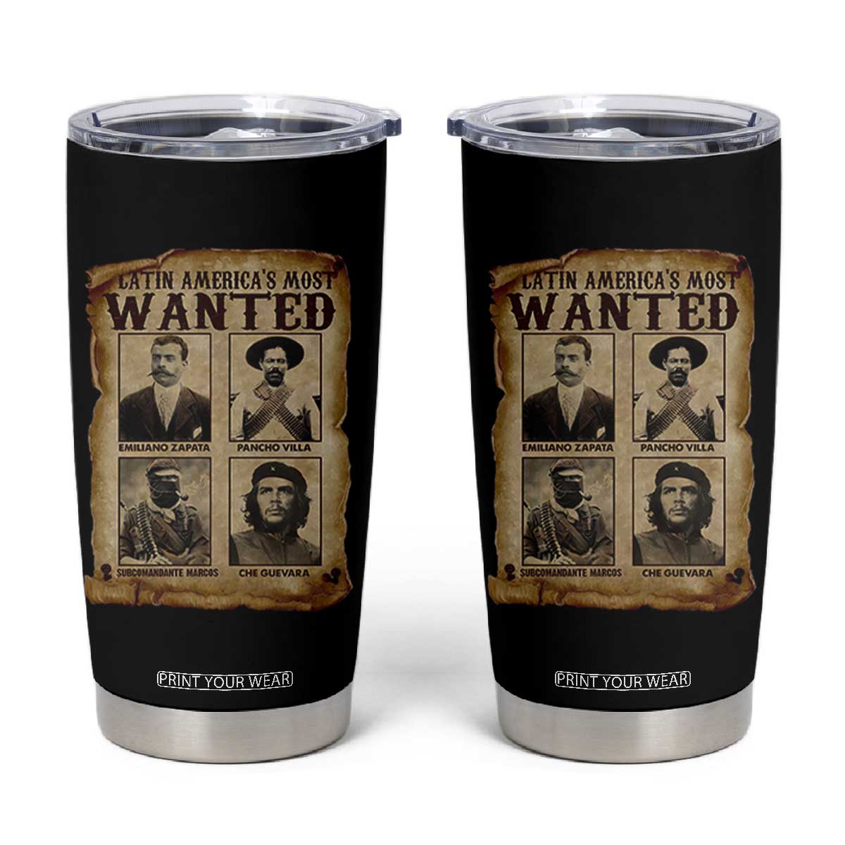 Latin America's Most Wanted Revolution Latino Hispanic Heritage Tumbler Cup Wanted Sign TS11 Black Print Your Wear