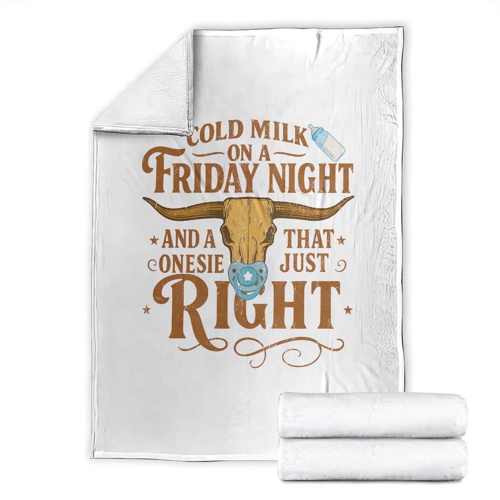 Funny Cold Milk On A Friday Night And A Onesie That Fits Just Right Throw Blanket Longhorn Cow Skull TS11 White Print Your Wear