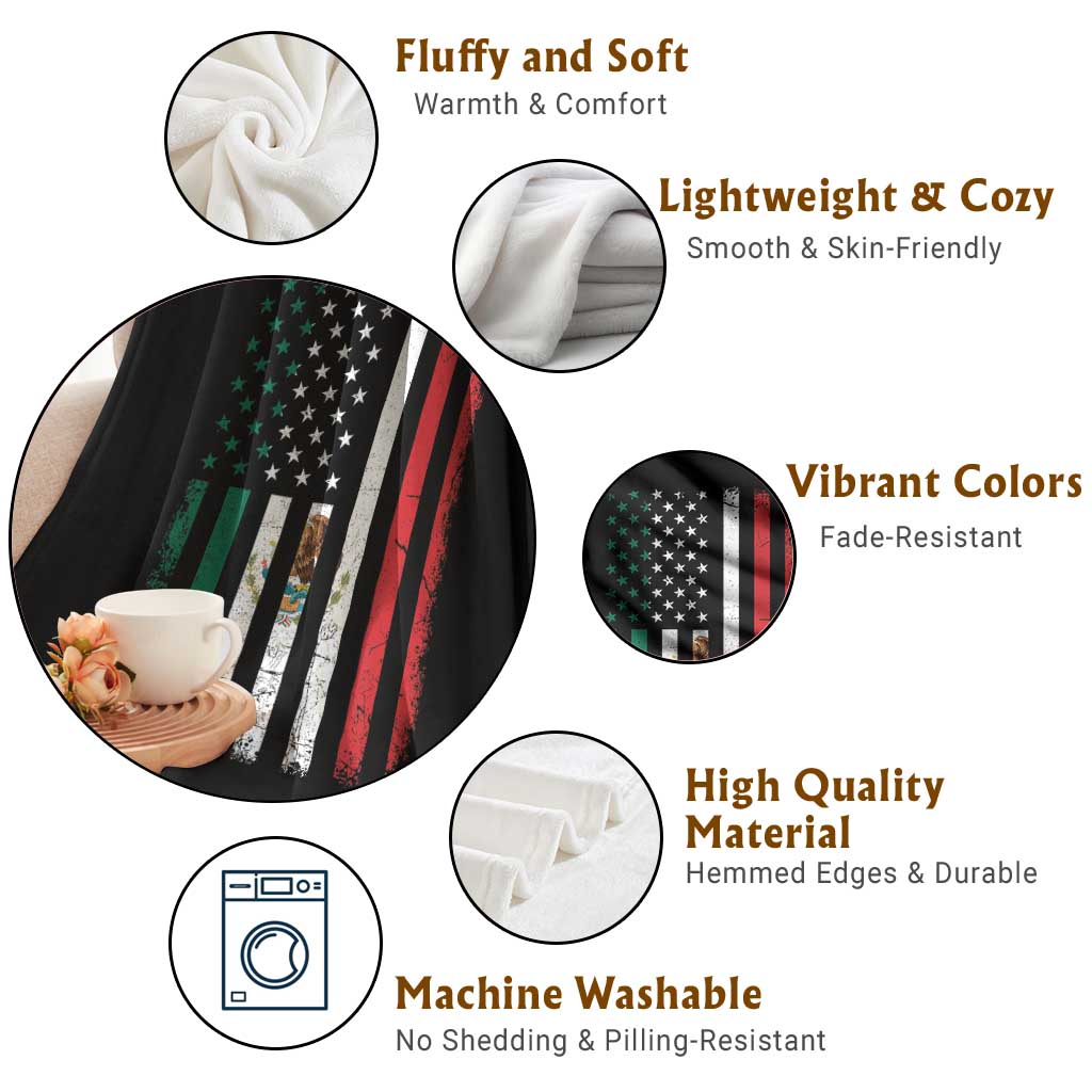 Mexican American Flag Mexican Roots Mexico America Throw Blanket TS11 Print Your Wear