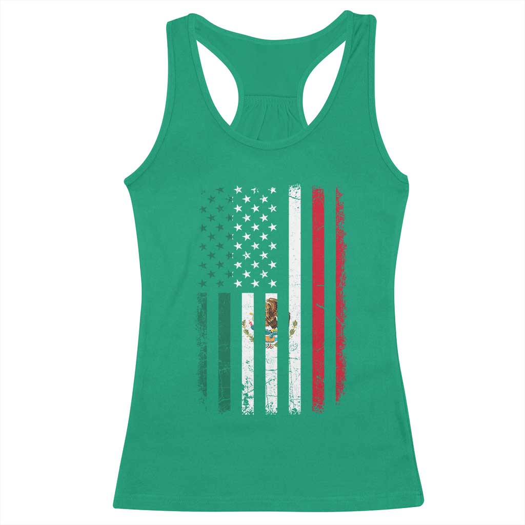Mexican American Flag Mexican Roots Mexico America Racerback Tank Top TS11 Irish Green Print Your Wear