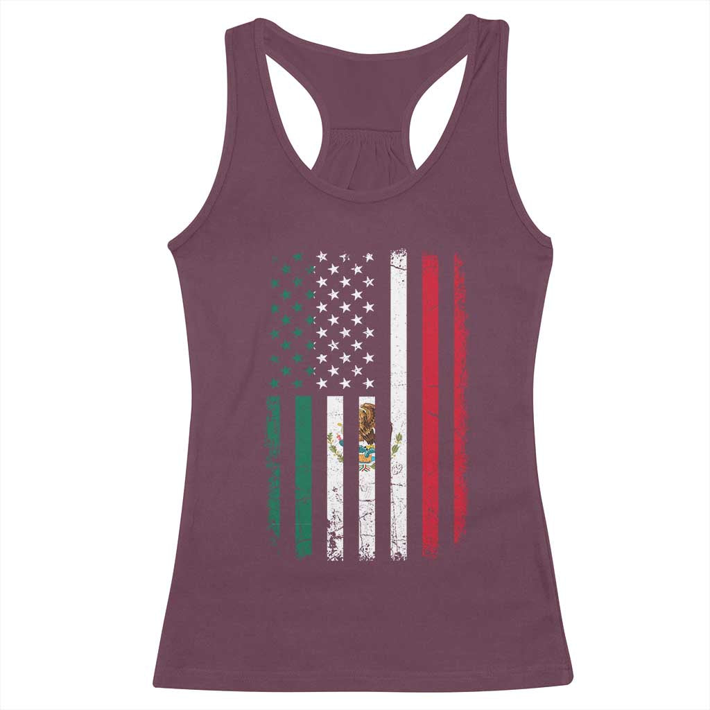 Mexican American Flag Mexican Roots Mexico America Racerback Tank Top TS11 Maroon Print Your Wear