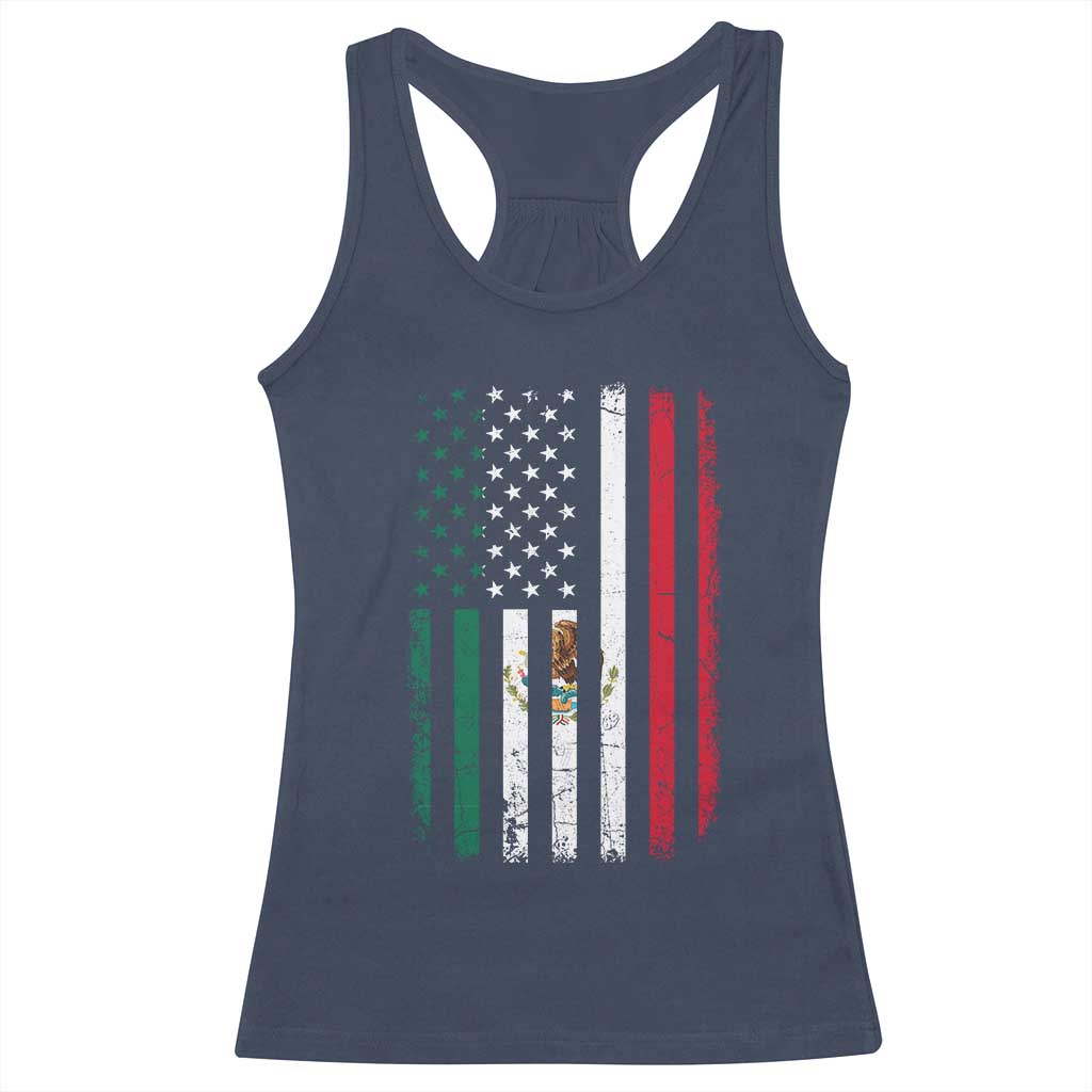 Mexican American Flag Mexican Roots Mexico America Racerback Tank Top TS11 Navy Print Your Wear