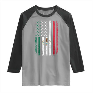 Mexican American Flag Mexican Roots Mexico America Raglan Shirt TS11 Sport Gray Black Print Your Wear