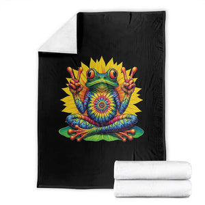 Tie Dye Frog Peace Sign Hippie Sunflower Throw Blanket TS11 Black Print Your Wear