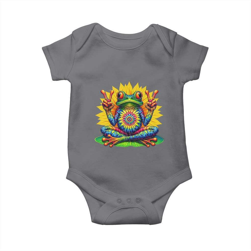 Tie Dye Frog Peace Sign Hippie Sunflower Baby Onesie TS11 Charcoal Print Your Wear