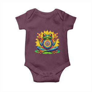 Tie Dye Frog Peace Sign Hippie Sunflower Baby Onesie TS11 Maroon Print Your Wear