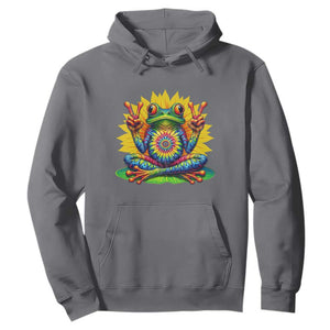 Tie Dye Frog Peace Sign Hippie Sunflower Hoodie TS11 Charcoal Print Your Wear