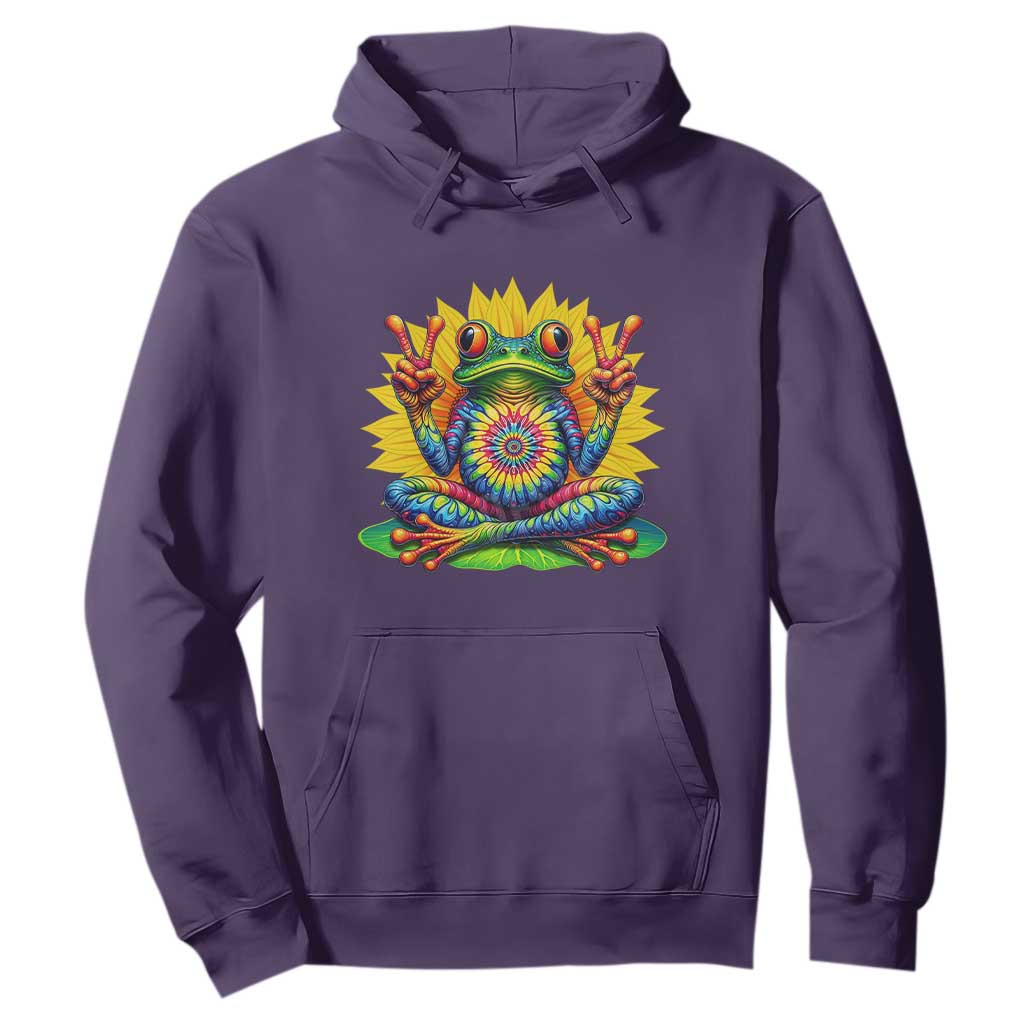 Tie Dye Frog Peace Sign Hippie Sunflower Hoodie TS11 Purple Print Your Wear