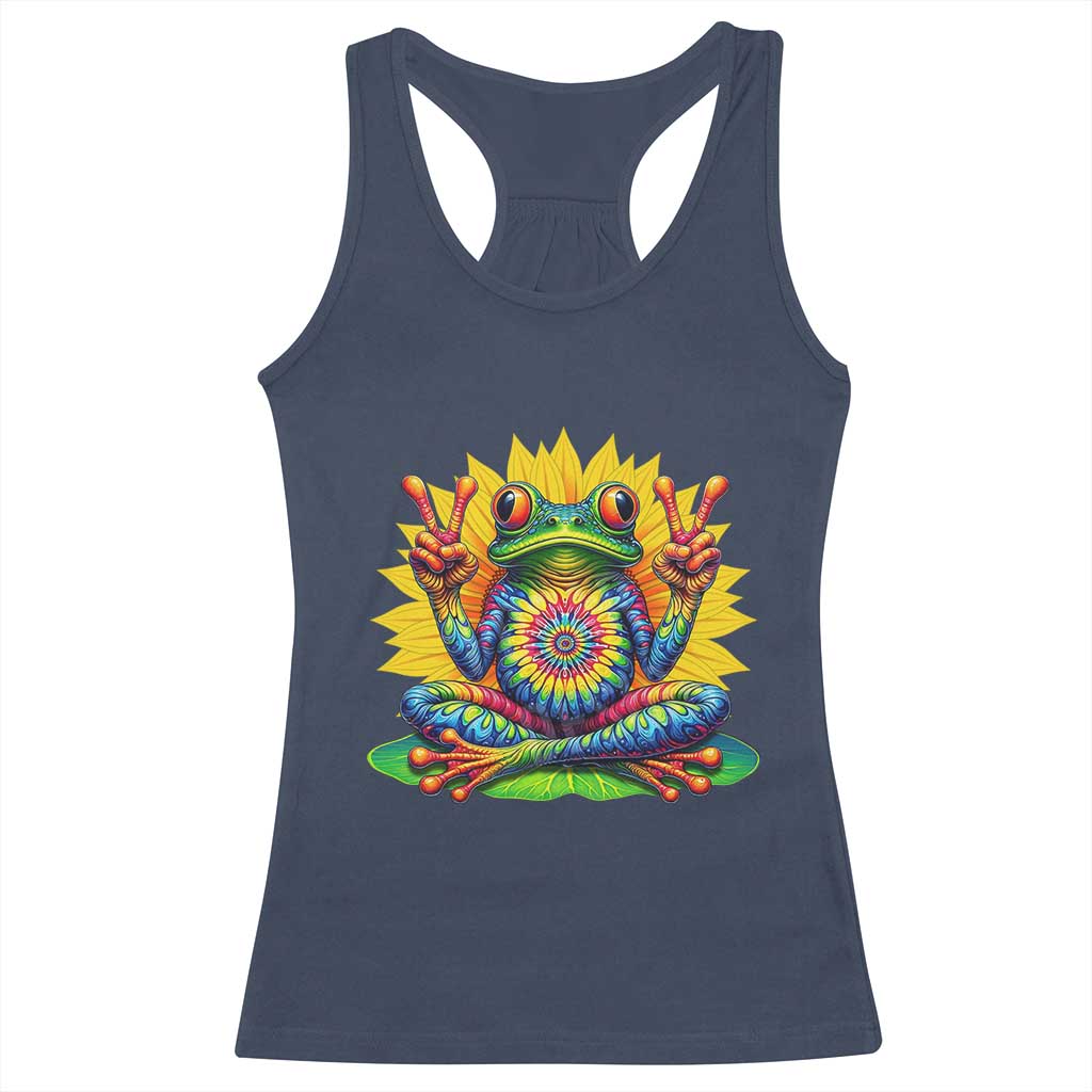 Tie Dye Frog Peace Sign Hippie Sunflower Racerback Tank Top TS11 Navy Print Your Wear