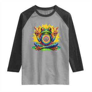 Tie Dye Frog Peace Sign Hippie Sunflower Raglan Shirt TS11 Sport Gray Black Print Your Wear