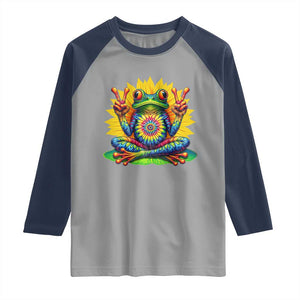 Tie Dye Frog Peace Sign Hippie Sunflower Raglan Shirt TS11 Sport Gray Navy Print Your Wear