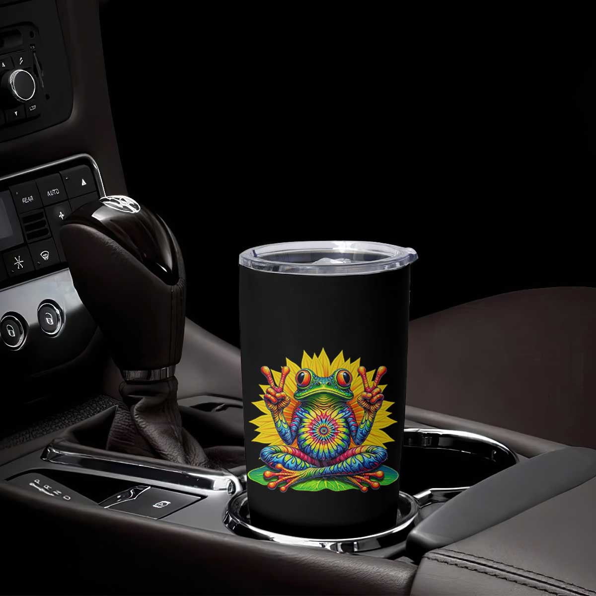Tie Dye Frog Peace Sign Hippie Sunflower Tumbler Cup TS11 Print Your Wear