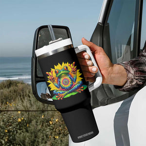 Tie Dye Frog Peace Sign Hippie Sunflower Tumbler With Handle TS11 Print Your Wear