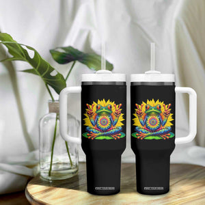 Tie Dye Frog Peace Sign Hippie Sunflower Tumbler With Handle TS11 Print Your Wear