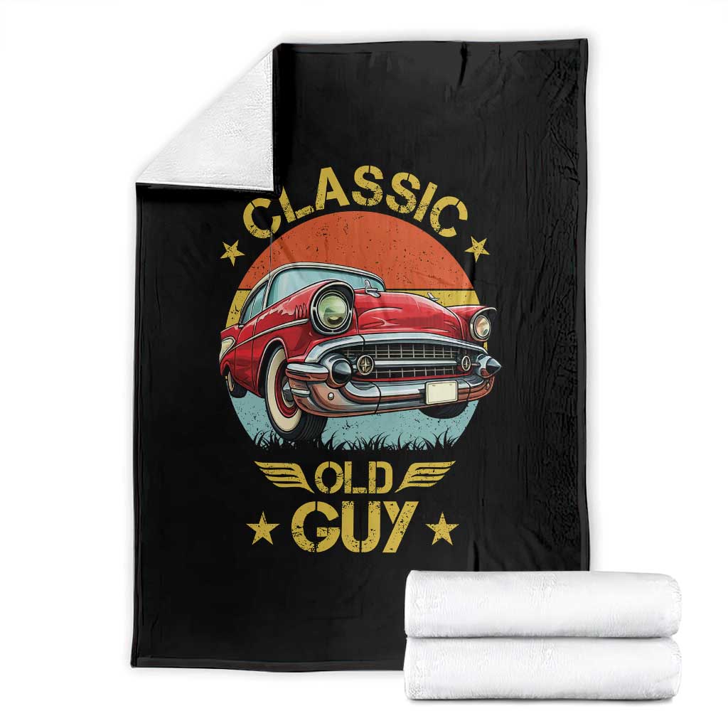 Funny Classic Old Guy Throw Blanket Humor Saying Classic Car Lover TS11 Black Print Your Wear