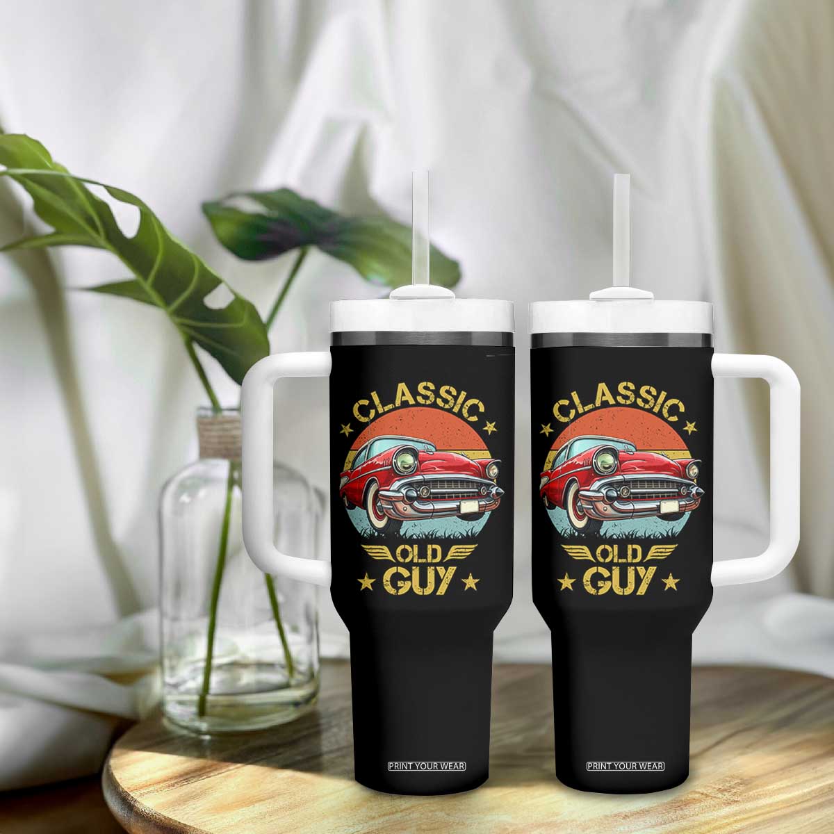 Funny Classic Old Guy Tumbler With Handle Humor Saying Classic Car Lover TS11 Print Your Wear