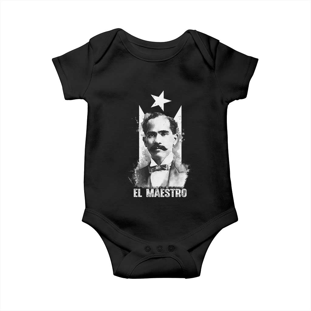 Pedro Albizu Campos Baby Onesie El Maestro Black Puerto Rico Flag TS11 Black Print Your Wear