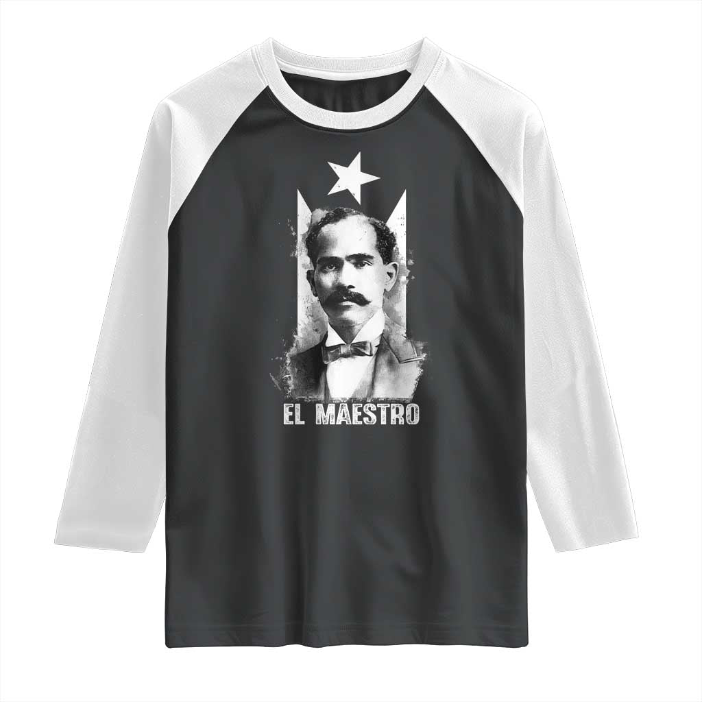 Pedro Albizu Campos Raglan Shirt El Maestro Black Puerto Rico Flag TS11 Black White Print Your Wear