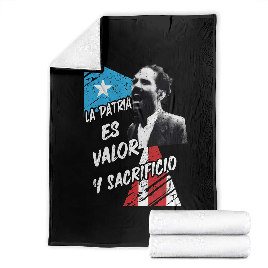 Pedro Albizu Campos Throw Blanket La Patria Es Valor Y Sacrificio Puerto Rican Leader TS11 Black Print Your Wear